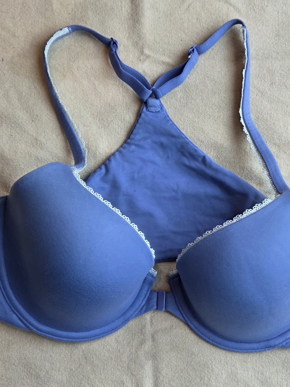 Body By Victoria Victoria's Secret Periwinkle Racerback Bra with Lace Trim 34C